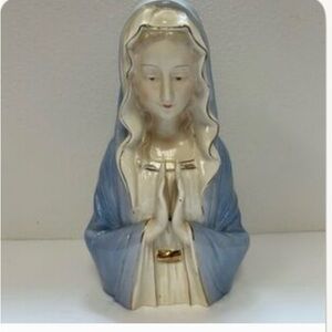 Madonna/Vintage/plant holder/ Ceramic Figurine with Blue and Gold Accents BEAUTY